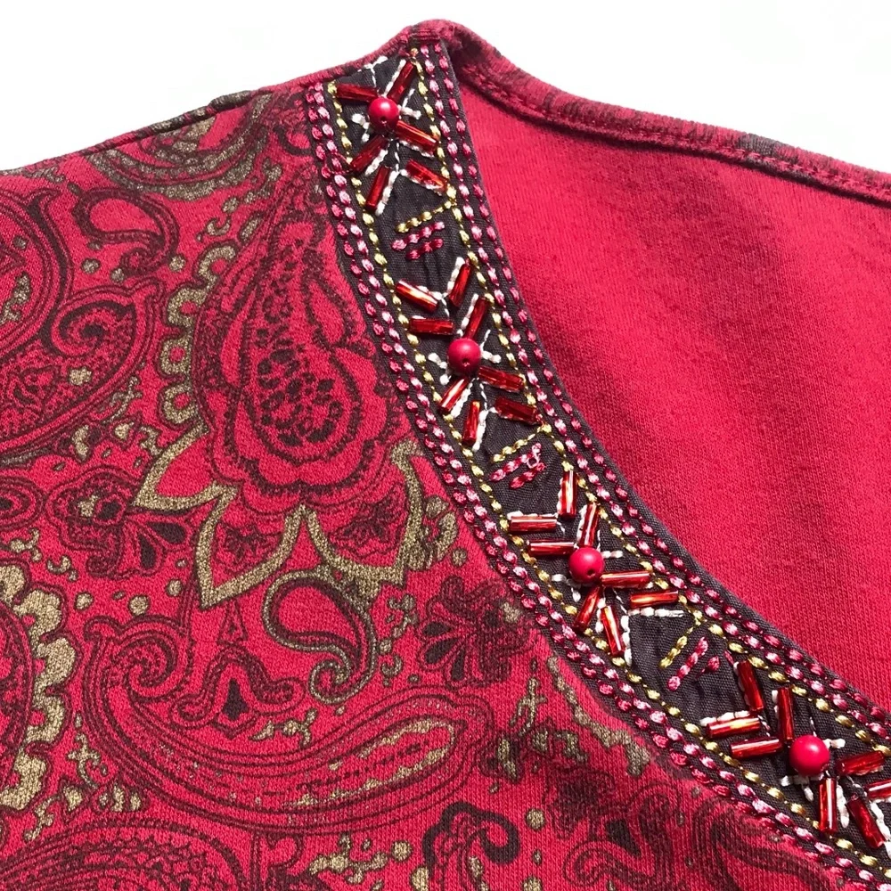 Beaded Paisley Boho Maxi Dress Size S Bohemian Midi Ethnic Fancy Party Boho VTG